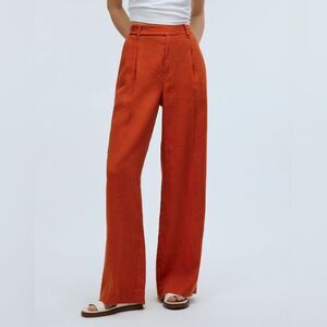 Madewell NWT Harlow Wide Leg Pant Size 00 in 100% Linen in Dark Copper